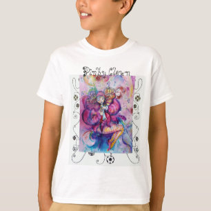 幾何学的スワールを有するミュージカルピンクピエロ Tシャツ
