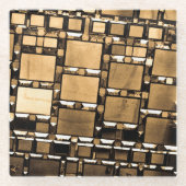 幾何学的セピア鏡 ガラスコースター (正面)