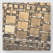 幾何学的セピア鏡 ストーンコースター (正面)