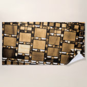 幾何学的セピア鏡 ビーチタオル (正面)