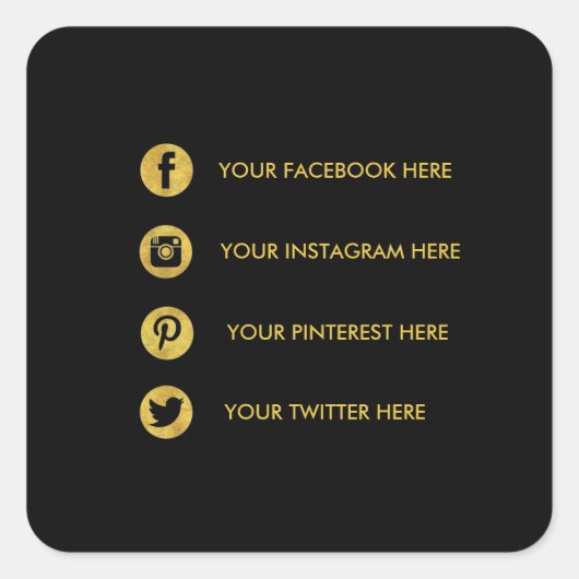 幾何学的ソーシャルメディア広場ステッカー スクエアシール (正面)