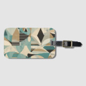 幾何学的ターコイズミッドセンチュリーモダンパターン ラゲッジタグ (正面横)
