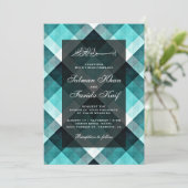 幾何学的ターコイズ抽象芸術結婚イスラム 招待状 (スタンド正面)