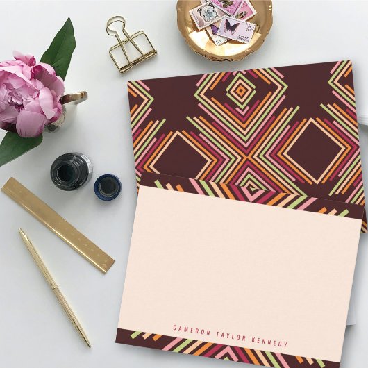 幾何学的ダイヤモダンモンドストライプのモダン卒業 サンキューカード