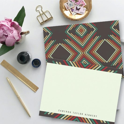 幾何学的ダイヤモダンモンドストライプのモダン卒業 サンキューカード