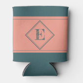 幾何学的ダイヤモンドイニシャル文字モノグラムカスタム 缶クーラー (正面)