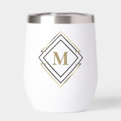 幾何学的ダイヤモンドフレームモノグラムブラック/金ゴールドID617 (背面)