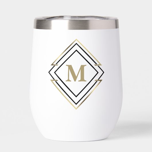 幾何学的ダイヤモンドフレームモノグラムブラック/金ゴールドID617 (背面)