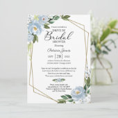 幾何学的ダスティブルーフローラドライブバイブライダルシャワー 招待状 (スタンド正面)