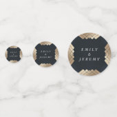 幾何学的ダークネイビー金ゴールド結婚ギャツビー コンフェッティ (正面)