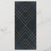 幾何学的ダークネイビー金ゴールド結婚ギャツビー プログラム (裏面)