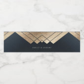 幾何学的ダークネイビー金ゴールド結婚ギャツビー ペットボトルラベル (シングルラベル)