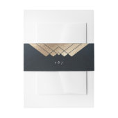 幾何学的ダークネイビー金ゴールド結婚ギャツビー 招待状ベリーバンド (正面例)