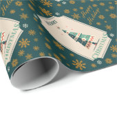 幾何学的ツリーレトロ付きクリスマスカードデザイン ラッピングペーパー (ロールコーナー)