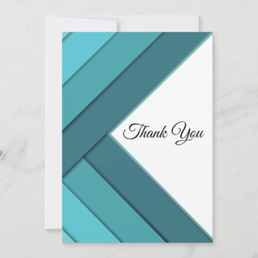幾何学的ティール（緑がかった色）と白 サンキューカード (正面)