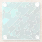 幾何学的ティール(緑がかった色)と金ゴールドコースター ガラスコースター (裏面)