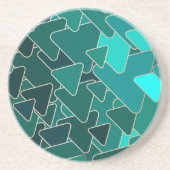幾何学的ティール（緑がかった色）と金ゴールド砂岩コースター コースター (正面)