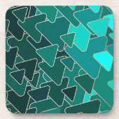 幾何学的ティール(緑がかった色)と金ゴールド コースター (正面)