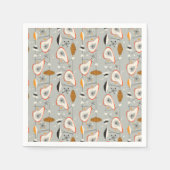 幾何学的ティール（緑がかった色）と青パターン スタンダードカクテルナプキン (正面)