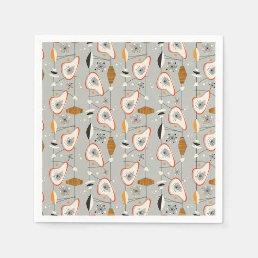 幾何学的ティール（緑がかった色）と青パターン スタンダードカクテルナプキン (正面)