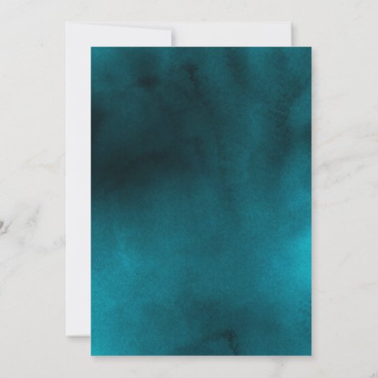 幾何学的ティール(緑がかった色)と黒結婚式招待状 招待状 (裏面)