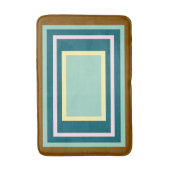 幾何学的ティール（緑がかった色）茶色ピンク バスマット (正面縦)