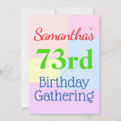 幾何学的テーマの「73番目の誕生日収集」 招待状 (正面)