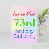 幾何学的テーマの「73番目の誕生日収集」 招待状 (スタンド正面)