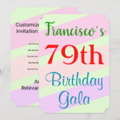 幾何学的テーマの「79th誕生日ガラ」招待状 招待状 (正面/裏面)