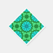 幾何学的デイジーパターン(ターコイズと緑) スタンダードカクテルナプキン (角)