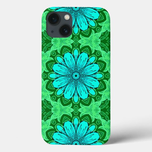 幾何学的デイジーパターン(ターコイズと緑) Case-Mate iPhoneケース (裏面)
