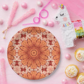 幾何学的デイジーパターン（マンダリンオレンジ） ペーパープレート (パーティー)