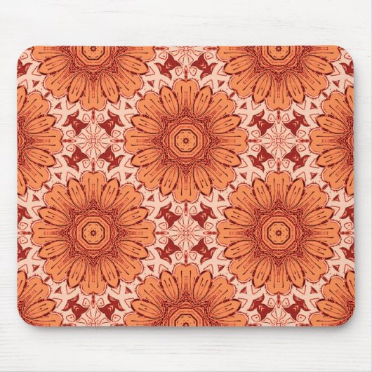 幾何学的デイジーパターン(マンダリンオレンジ) マウスパッド (正面)