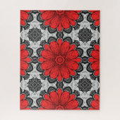 幾何学的デイジーパターン(赤白黒) ジグソーパズル (縦)