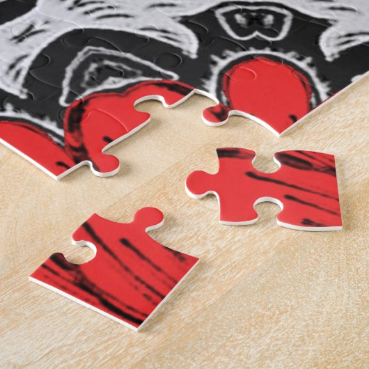 幾何学的デイジーパターン(赤白黒) ジグソーパズル (側面)