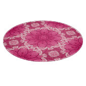 幾何学的デイジー模様のコーラルとパステルピンク カッティングボード (角)