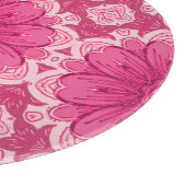 幾何学的デイジー模様のコーラルとパステルピンク カッティングボード (角)