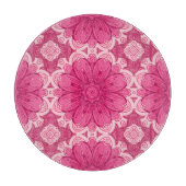 幾何学的デイジー模様のコーラルとパステルピンク カッティングボード (正面)