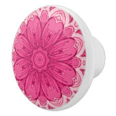 幾何学的デイジー模様のコーラルとパステルピンク セラミックノブ (右)