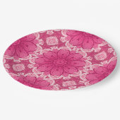 幾何学的デイジー模様のコーラルとパステルピンク ペーパープレート (アングル)