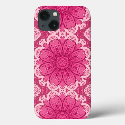 幾何学的デイジー模様のコーラルとパステルピンク Case-Mate iPhoneケース (裏面)