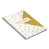 幾何学的デザインと白および金ゴールドハートパターン ノートブック (右側)