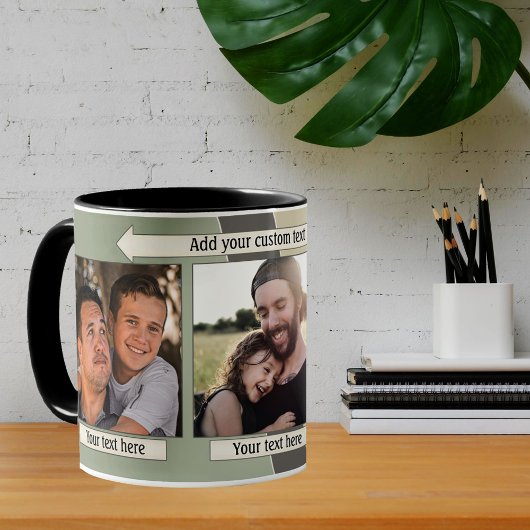 幾何学的デザインフォトコラージュマグ コーヒーマグカップ