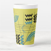 幾何学的デザインラテマグカップ カフェラテマグ (正面)