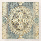 幾何学的デザイン付き装飾華美タペストリー ガラスコースター (正面)