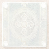 幾何学的デザイン付き装飾華美タペストリー ガラスコースター (裏面)