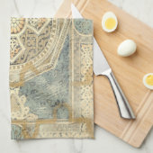 幾何学的デザイン付き装飾華美タペストリー キッチンタオル (四つ折り)