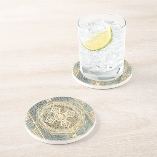 幾何学的デザイン付き装飾華美タペストリー コースター (側面)