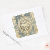 幾何学的デザイン付き装飾華美タペストリー スクエアシール (封筒)