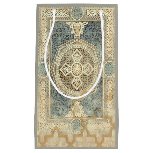 幾何学的デザイン付き装飾華美タペストリー スモールペーパーバッグ (正面)